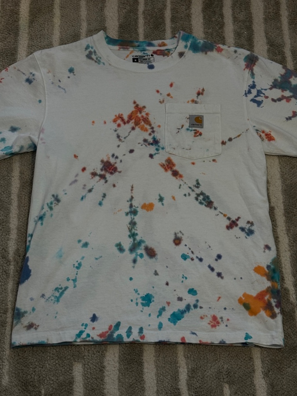 Carhartt Tie Dye Men's White Multicolor Short Sleeve T-Shirt M
